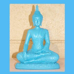 BLUE ENLIGHTENMENT BUDDHA SHAKYAMUNI STATUE-8 inch Peaceful Resin Home Sculpture